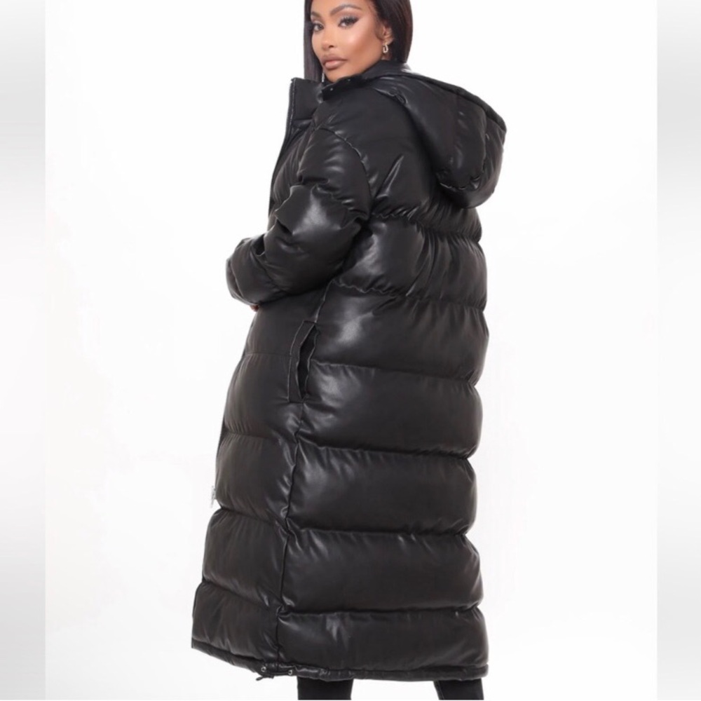 Fashion Nova Above Status Puffer Coat S small faux vegan leather - Picture 4 of 16